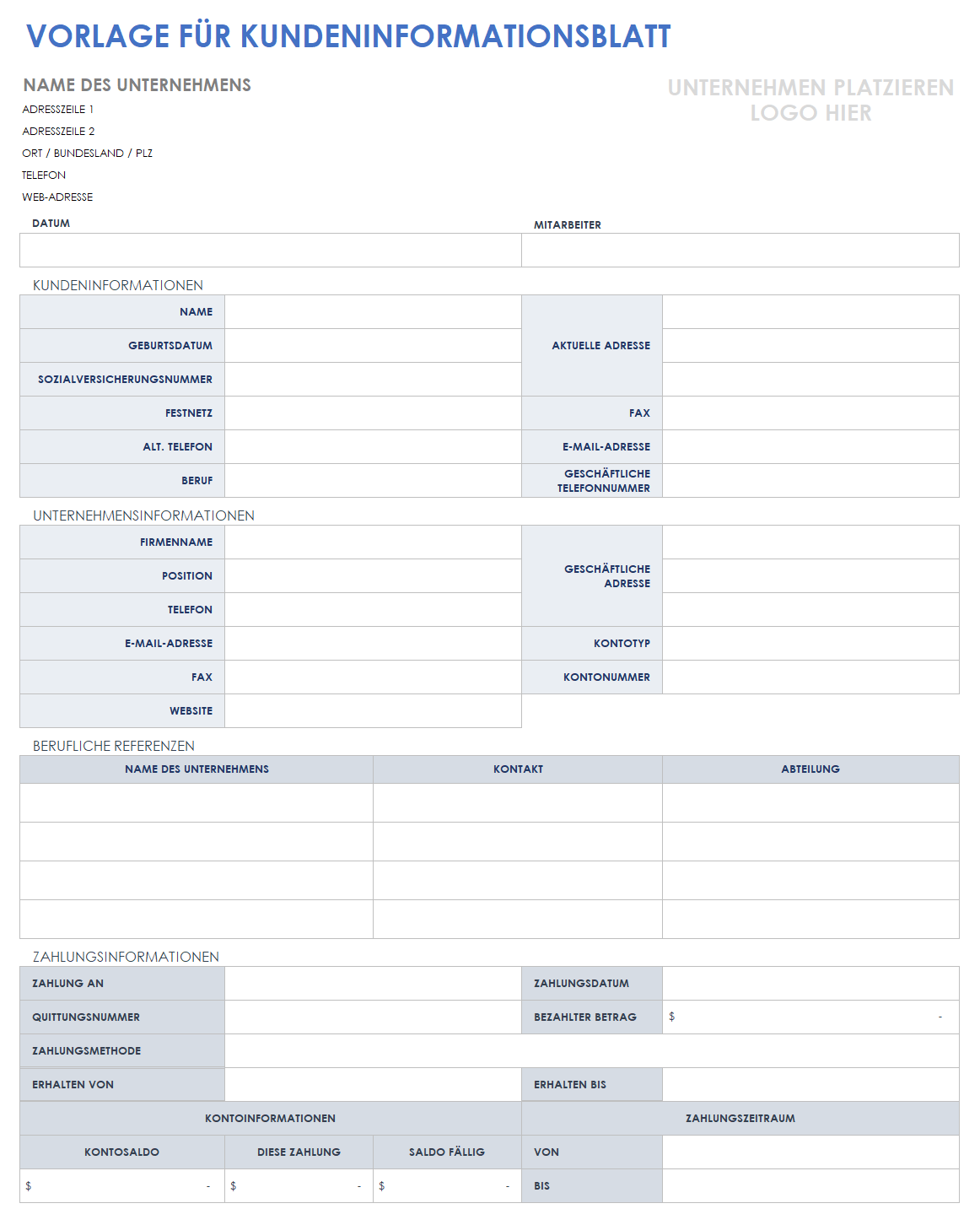  Vorlage für ein Kundeninformationsblatt