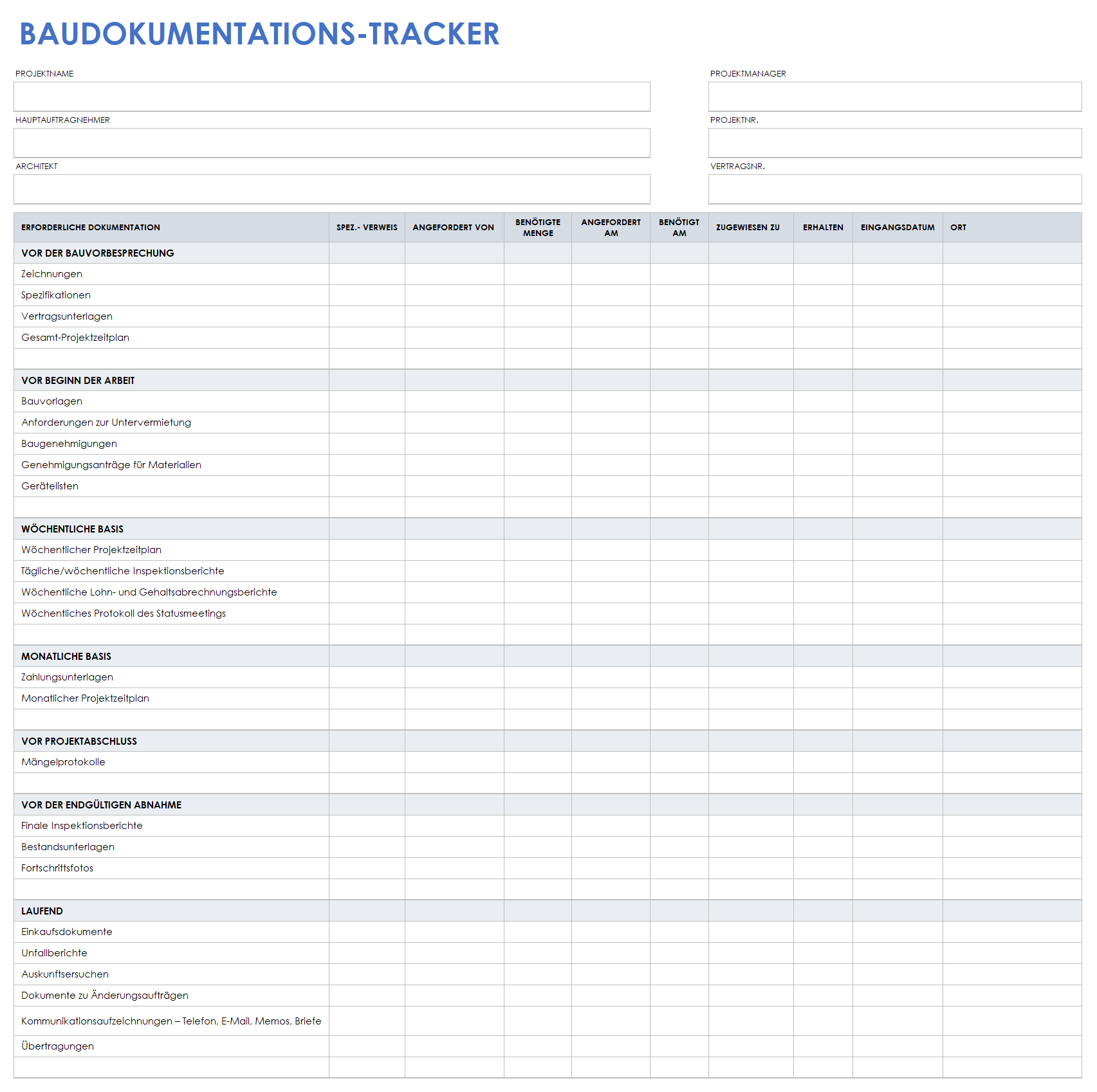  Baudokumentations-Tracker-Vorlage