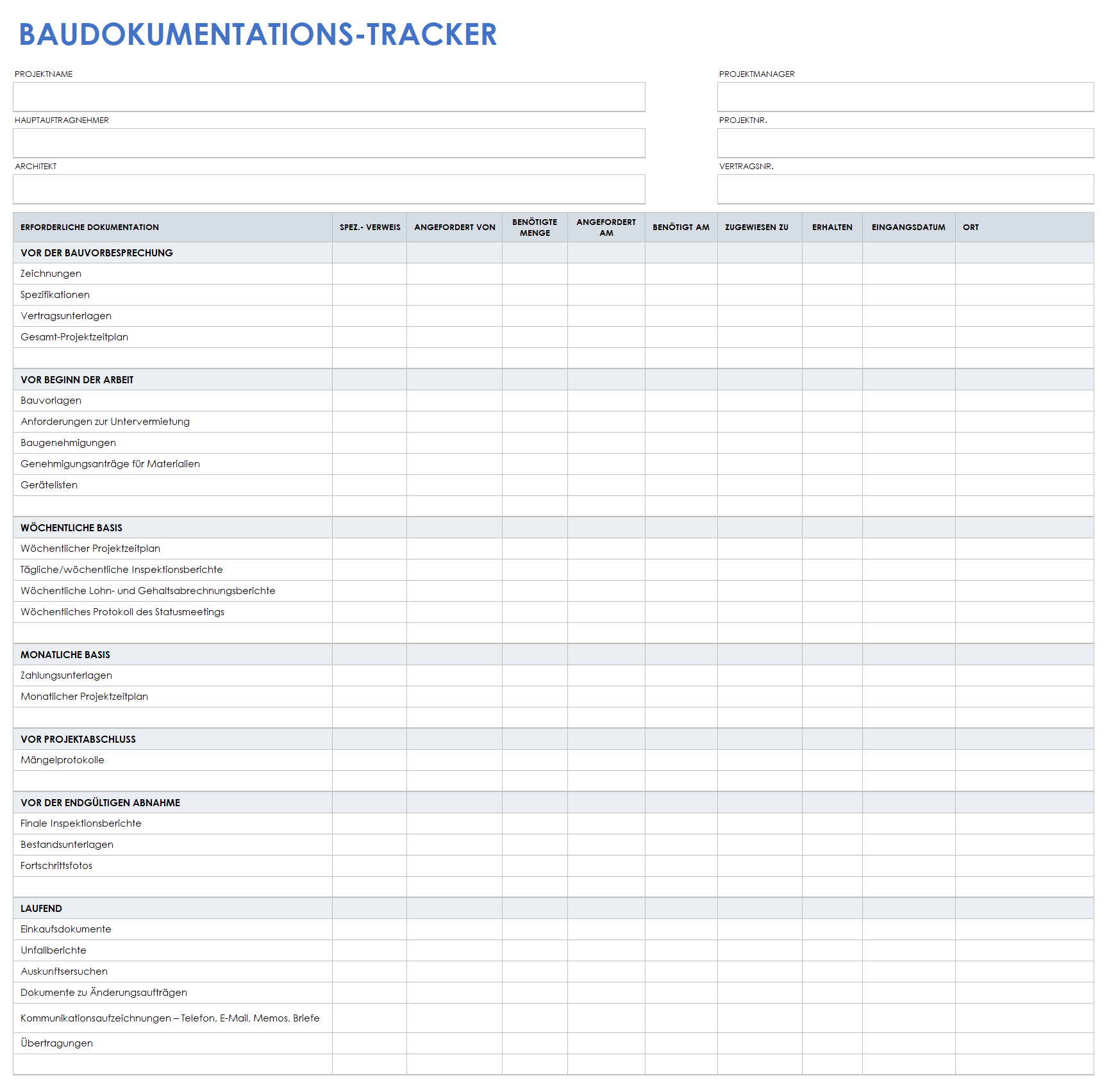  Baudokumentations-Tracker-Vorlage