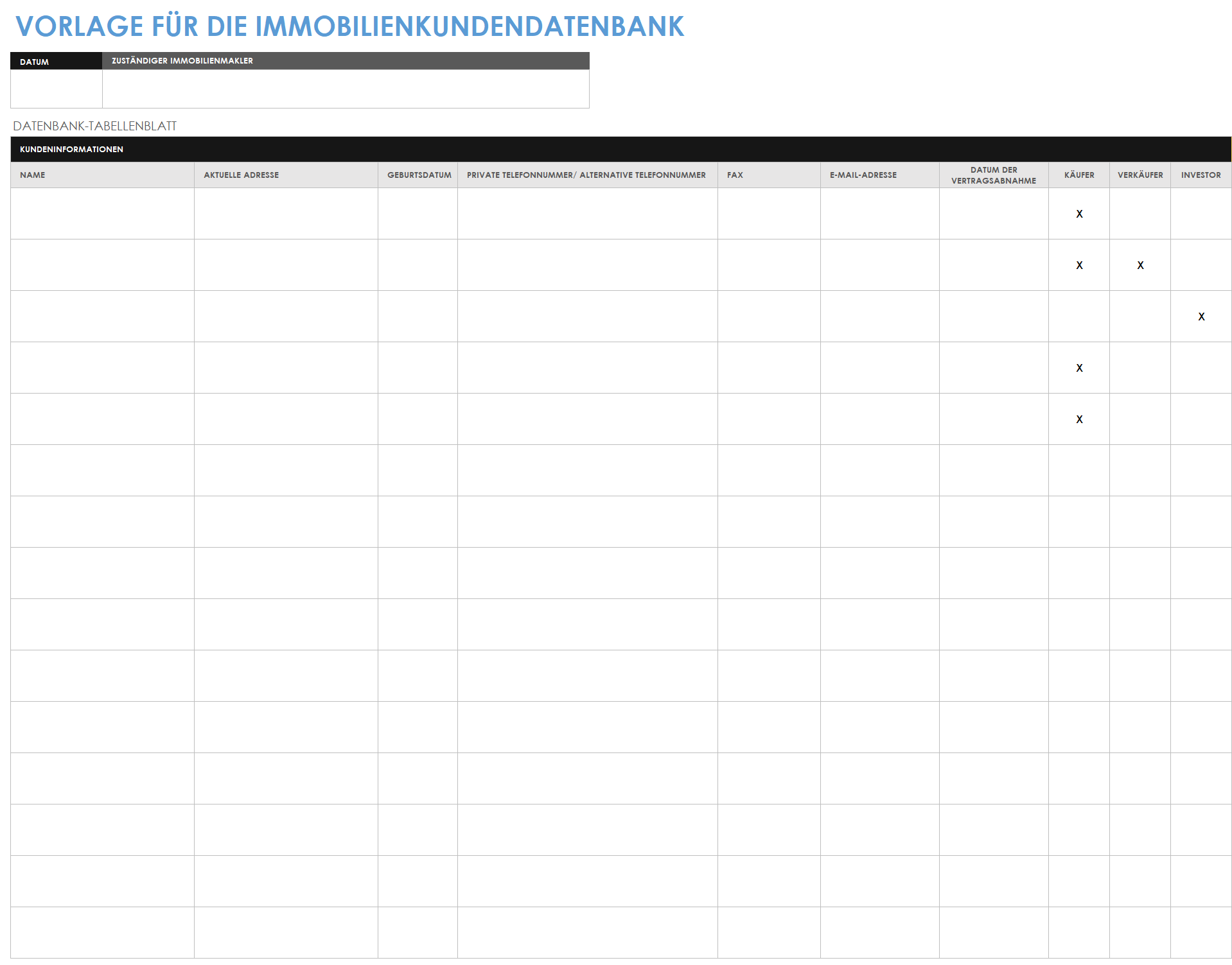  Vorlage für eine Immobilienkundendatenbank