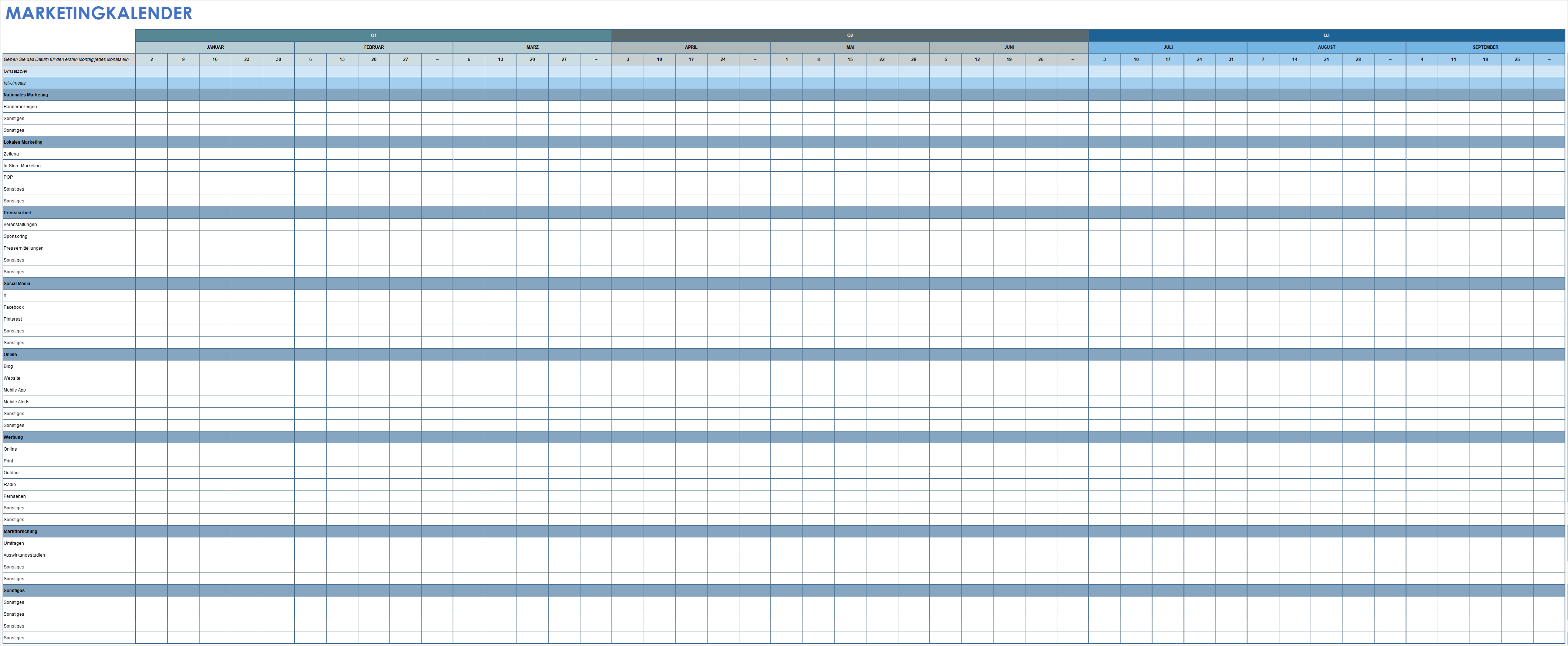  Vorlage für einen Google-Marketingkalender