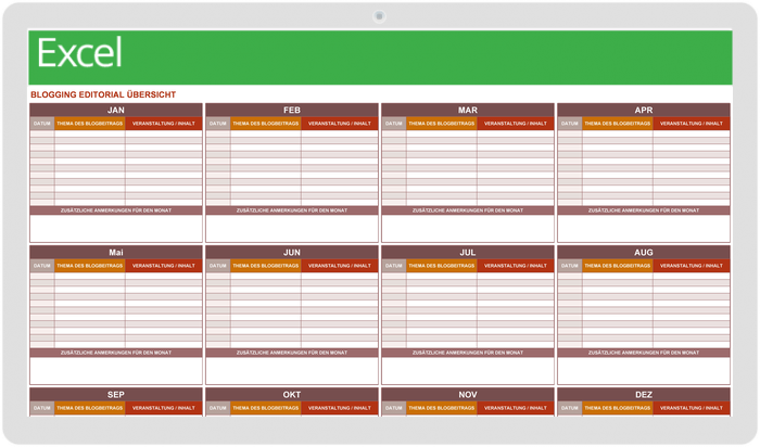  Blogging-Editorial-Kalender-Vorlage