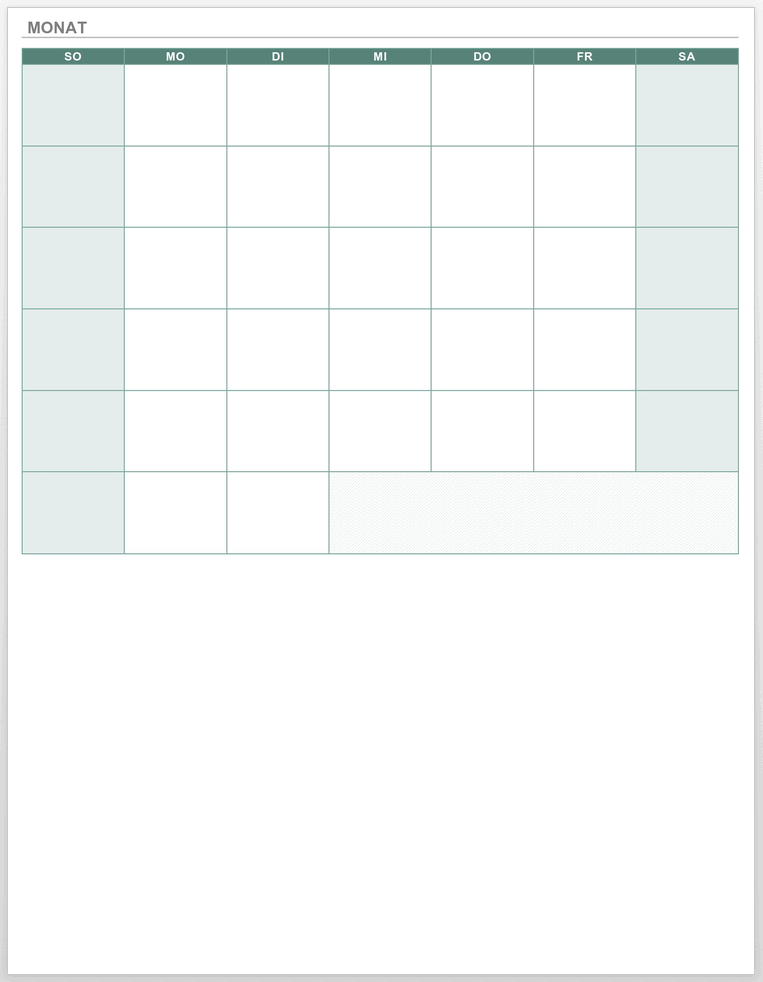 Blank monthly Calendar 49541 - DE