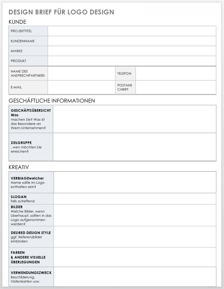  Design-Briefing für Logo-Design-Vorlage