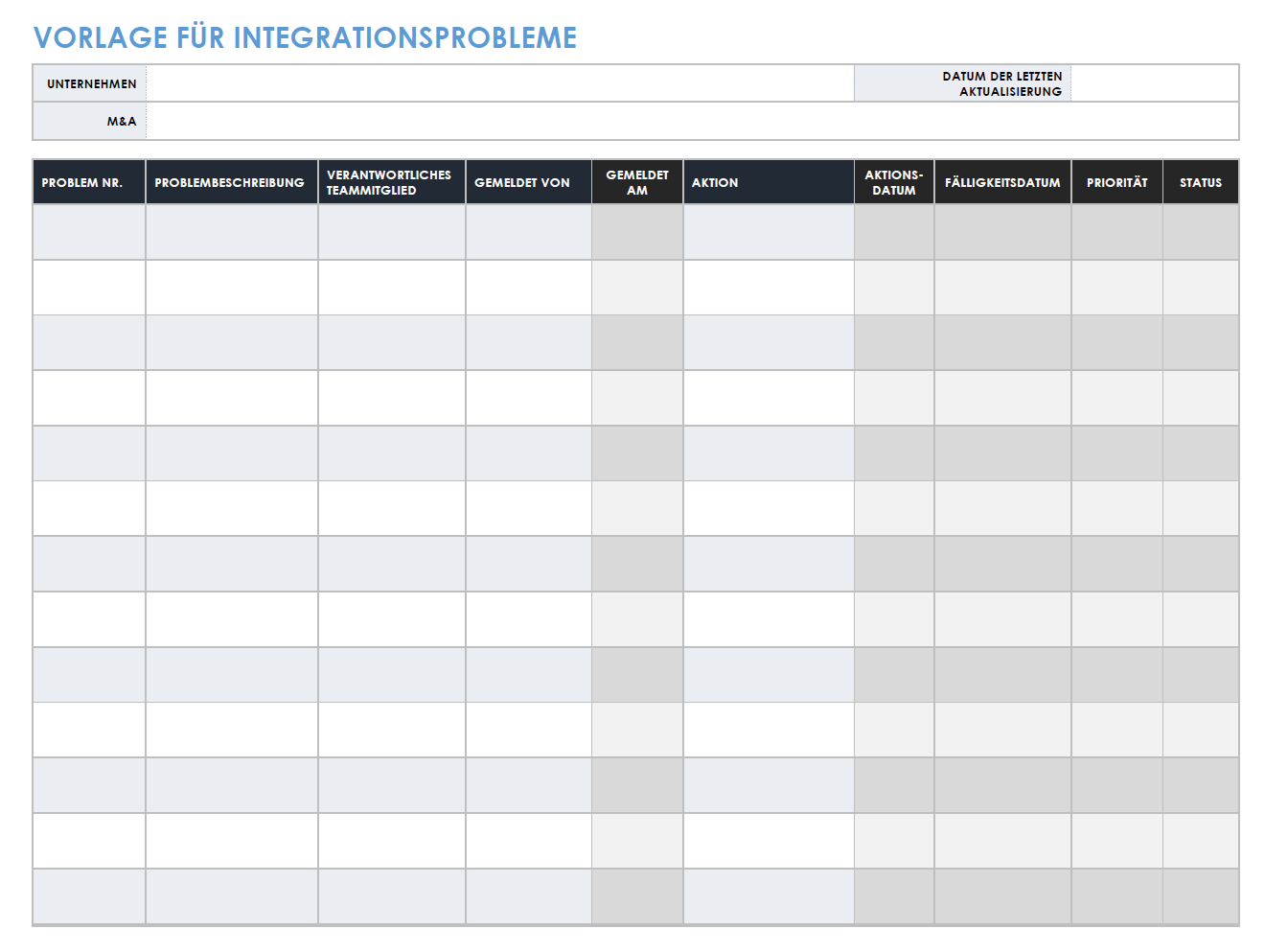 Vorlage für Integrationsprobleme