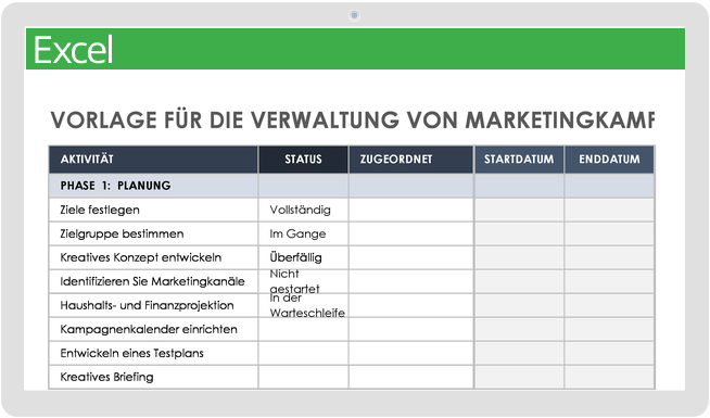 Vorlage für die Verwaltung von Marketingkampagnen