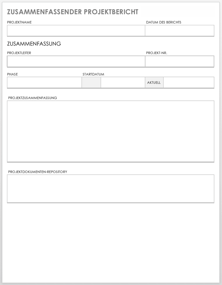  Vorlage für zusammenfassenden Projektbericht
