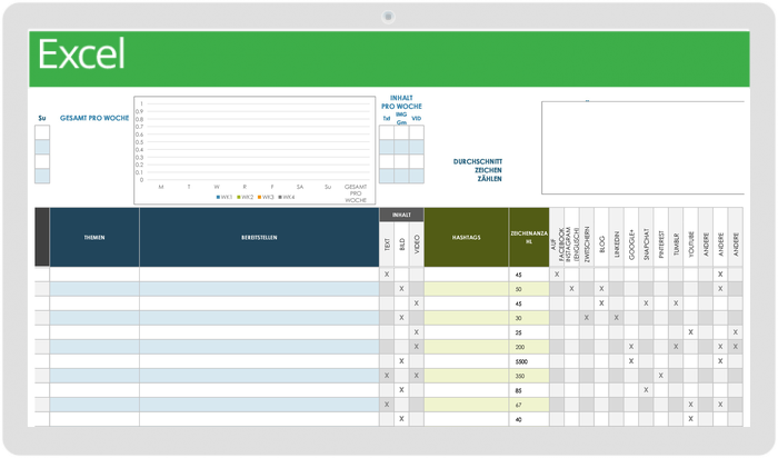 Social Media Calendar with Dashboard 49543 - DE