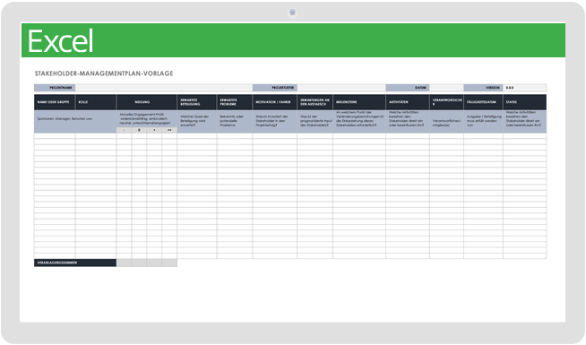 Vorlage für einen Stakeholder-Managementplan