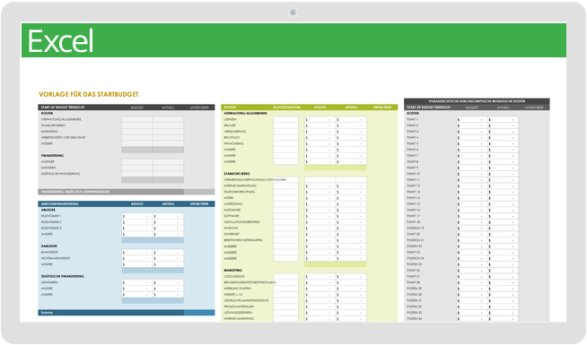 Start-up-Budget-Vorlage