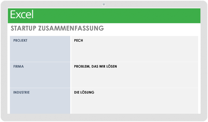 Vorlage für die Zusammenfassung der Startup-Executive