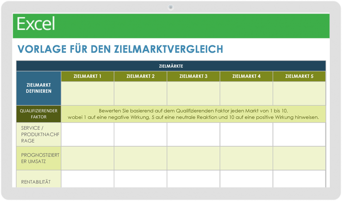  Zielmarkt-Vergleichsvorlage